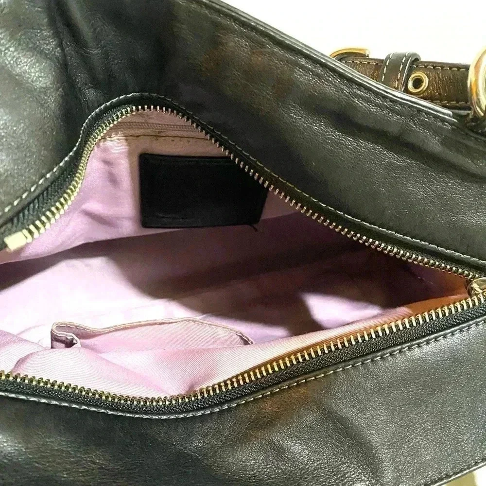 Coach vintage black leather satchel handbag